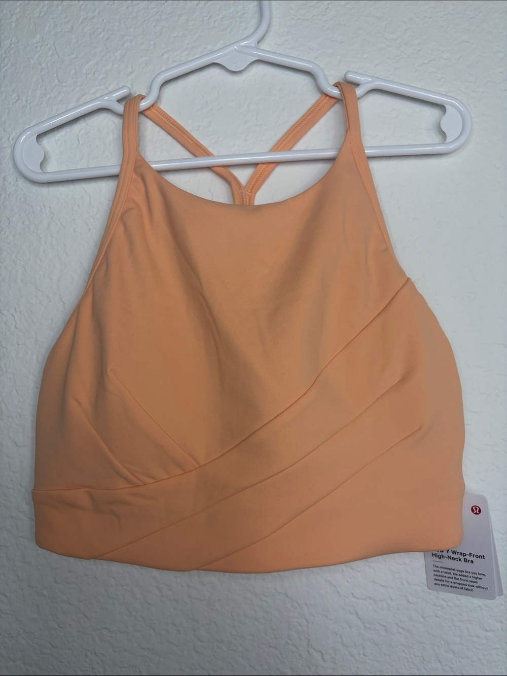 lululemon athletica Fly Y Wrap-Front High-Neck Bra in Peach Bellini